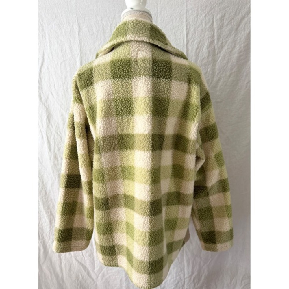 Billabong Shacket Fairbanks Button-Up Teddy Bear Jacket Plaid Sherpa Large - Picture 4 of 7
